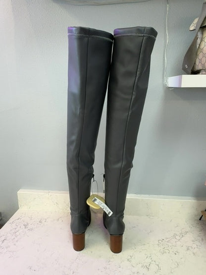 8 by yoox 7.5 Grey NWOB Thigh High Round heel