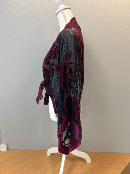 Veronique Young OS Black silk beaded sheer shawl