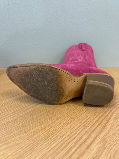 idyllwind 8 Pink suede cowboy boot