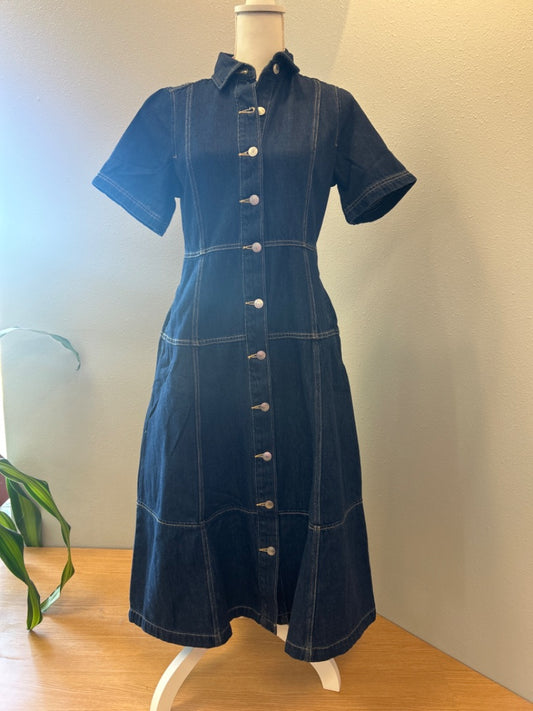 Free Assembly S Denim SS bttn down denim midi NWT