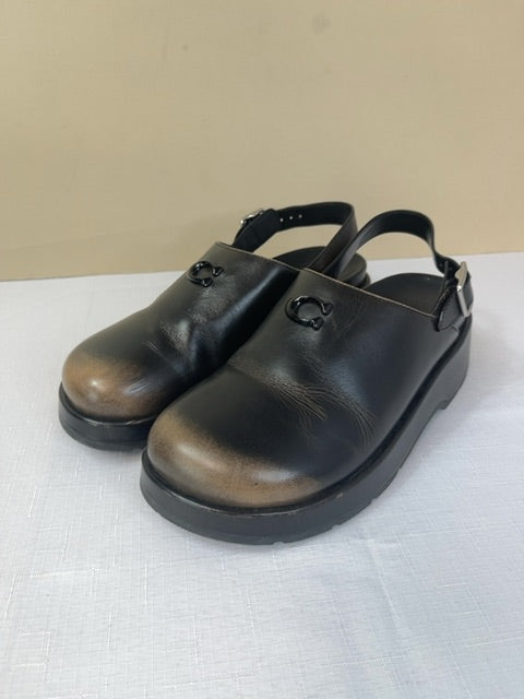 Coach 8 Black clog/mule w/ back strap/metal logo