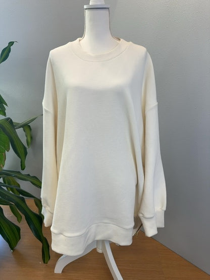 varley 3X White Crewneck LS w/ side gold zips NWT
