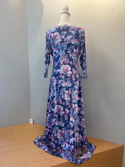 komarov XL Blue /purple patterned crinkly LS maxi NWT