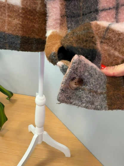 saltwater LUXE M Pink/Brown Fuzzy Plaid Cropped