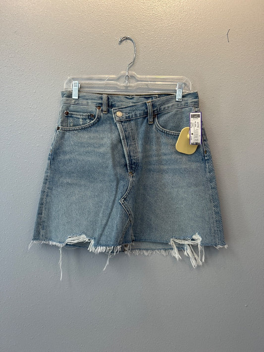 Agolde 2 Light Wash Denim asymetric waist raw hem