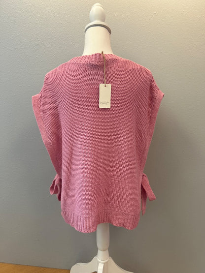 Wishlist M Pink chunky knit VEST w/ tie sides NWT