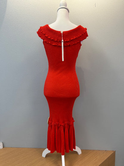 Jonathan Simkhai XS Red Ribbed off shoulder NWT