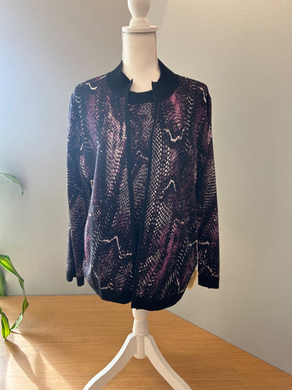 st john sport L Purple knit tank/full zip cardi