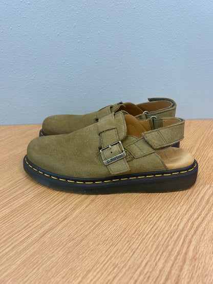 Dr Martens 10 Tan slip on leather clop w/ ankle strap