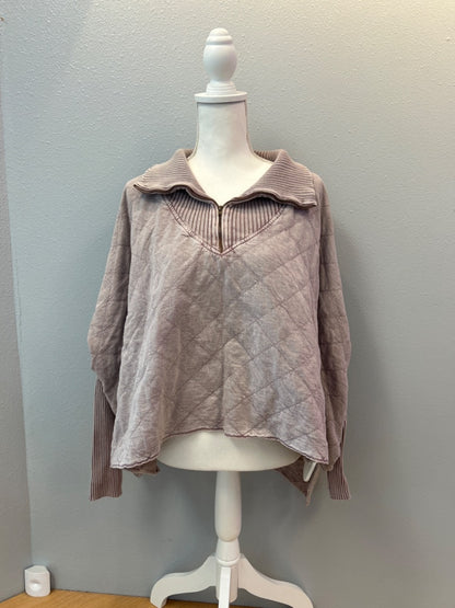 Free People L Purple quilted 1/4 zip flowy sweatshirt