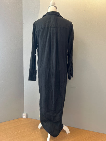Frank & Eileen S Black LINEN LS bttn up collared maxi