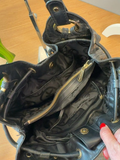 Micheal Kors  Black 2handle large bag w/ MK/gold accent AS IS