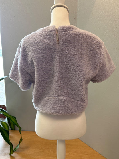 Lululemon 8/M Purple fuzzy sherpa SS embroidered 'lululemon' boxy