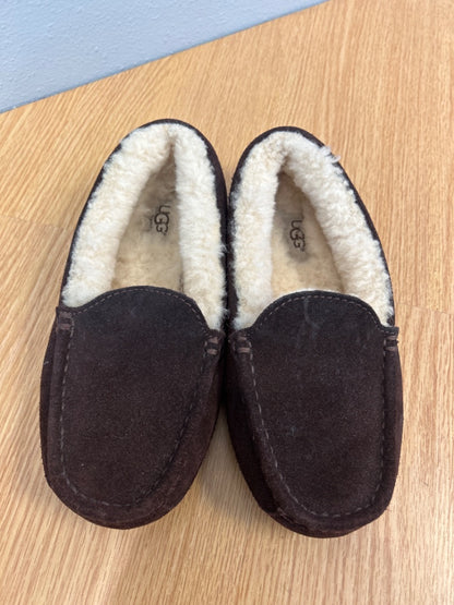 UGG 4 Brown KIDS slilp on fur lined mocassins