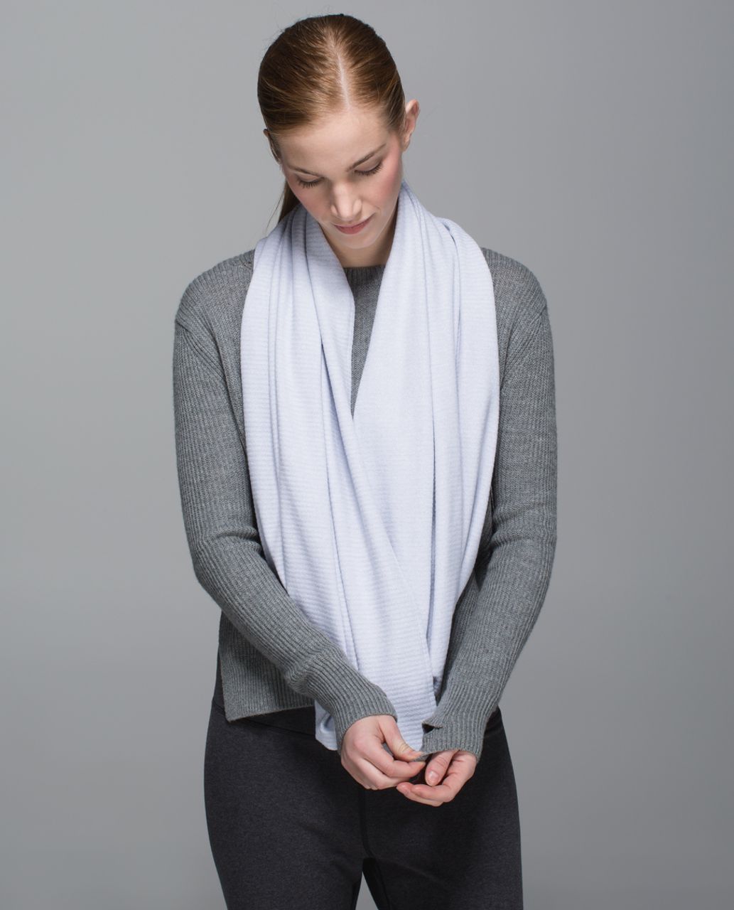 Lululemon "Vinyasa Scarf White/Gray Stripe"