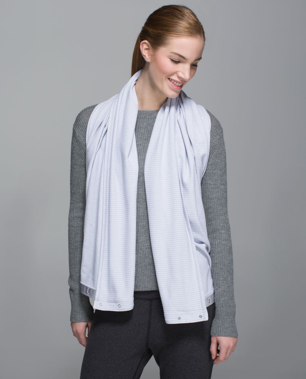 Lululemon "Vinyasa Scarf White/Gray Stripe"