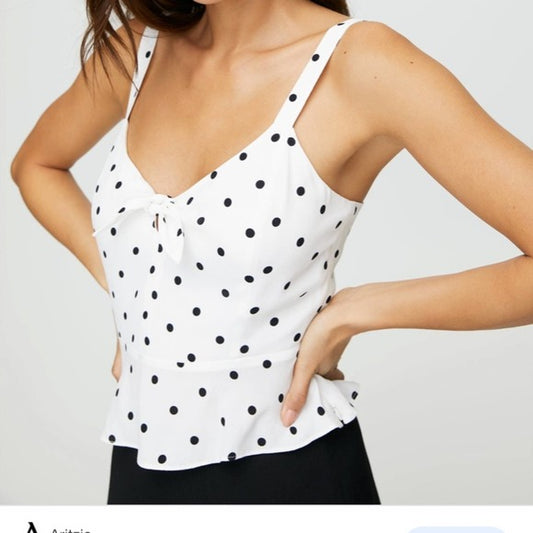 Aritzia Wilfred "Bow Black and White Polka Dot Tank"