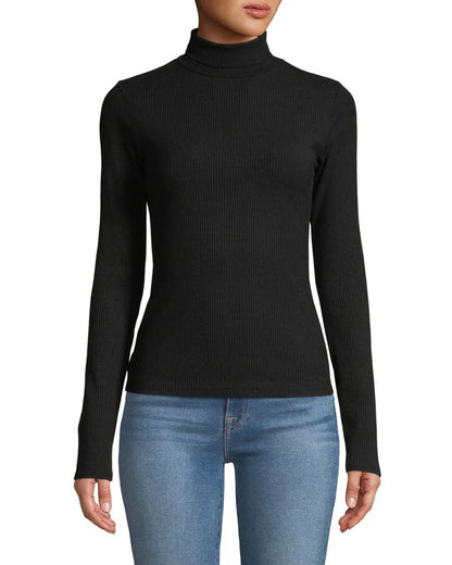7 For All Mankind M Black LS ripped turtleneck